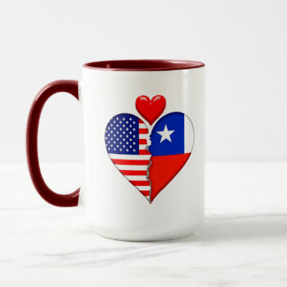 USA Chile Heart flags Spanish Hispanic Heritage Mug