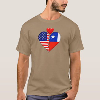 USA Chile Heart flags Spanish Hispanic Heritage T-Shirt