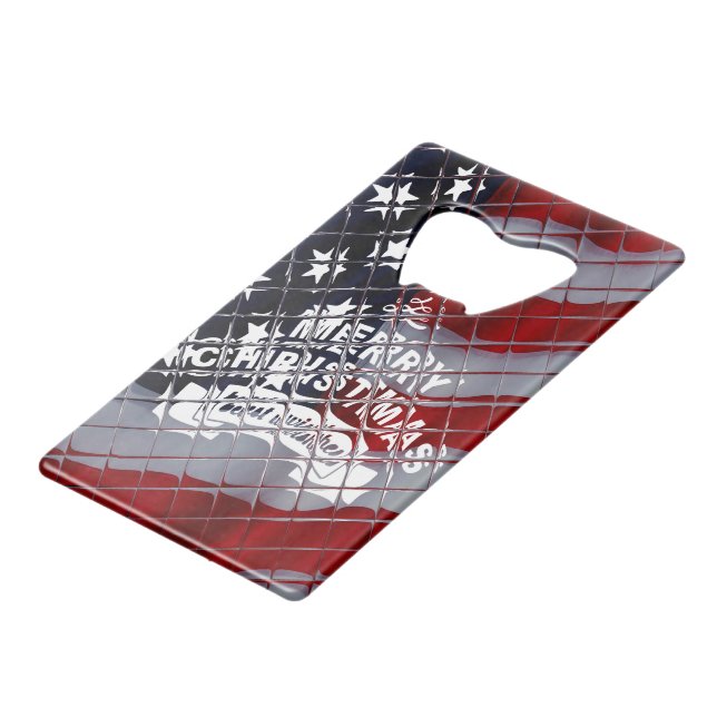 USA Christmas: A Festive Celebration of Freedom Credit Card Bottle Opener (Back Angled)