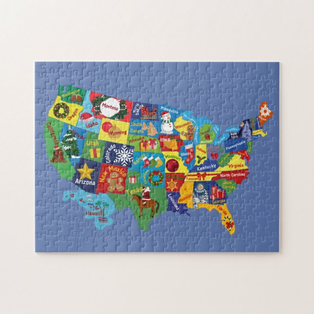 USA christmas MAP Jigsaw Puzzle (Horizontal)