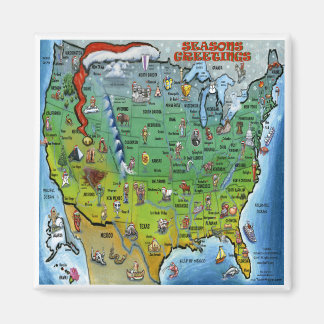 USA Christmas Map Magnet