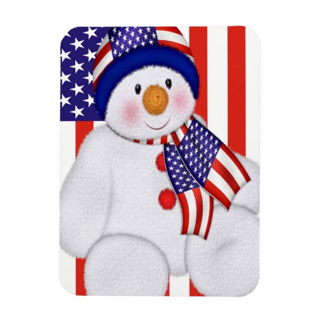 USA Christmas Snowman Magnet (Vertical)