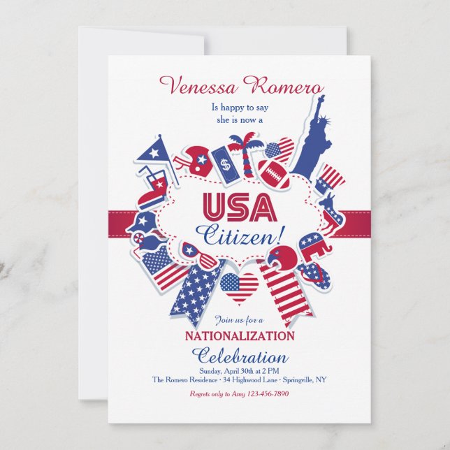USA Citizen Nationalization Party Invitation (Front)