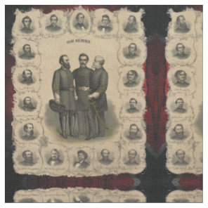 🏛️ USA Civil War Heroes History Buff Fabric