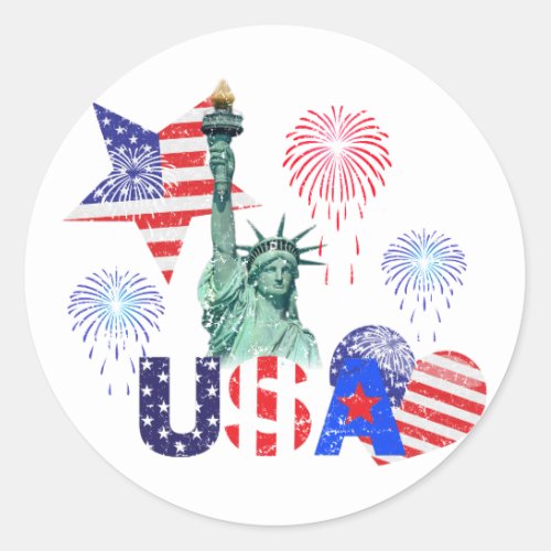 USA CLASSIC ROUND STICKER