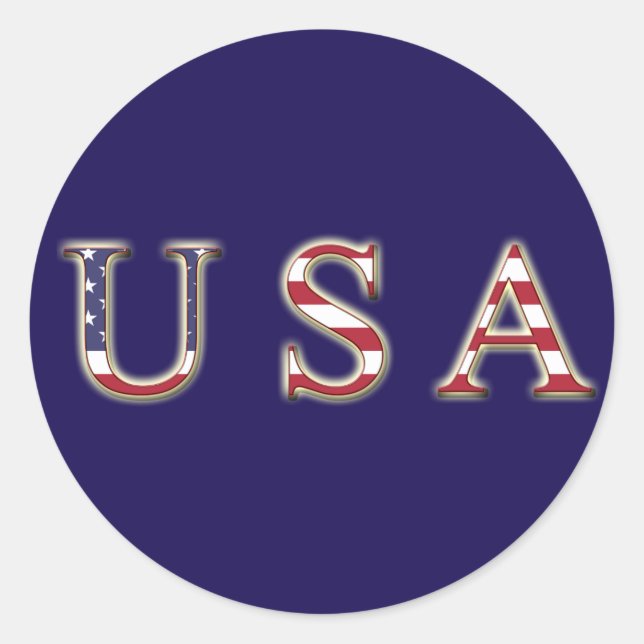 USA Classic Round Sticker, Glossy Sticker (Front)