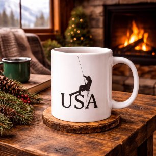 USA Climbing Silhouette Minimalist Design Giant Coffee Mug