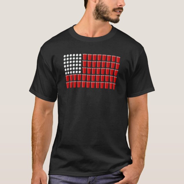 USA College Party Game Spring Break Beer Pong T-Shirt (Front)