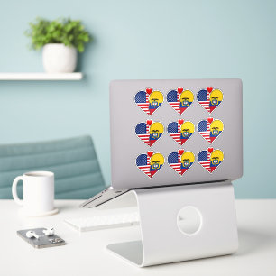 USA Colombia Heart flags Hispanic Heritage Sticker