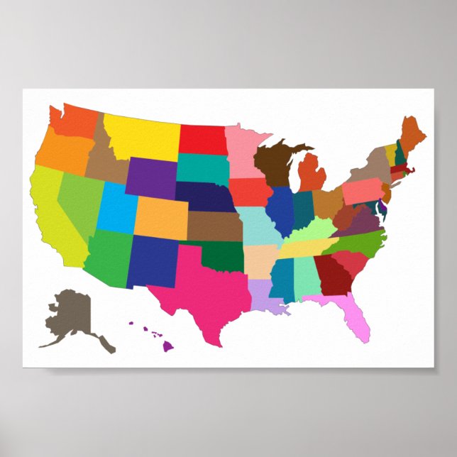 USA Color Map Poster (Front)