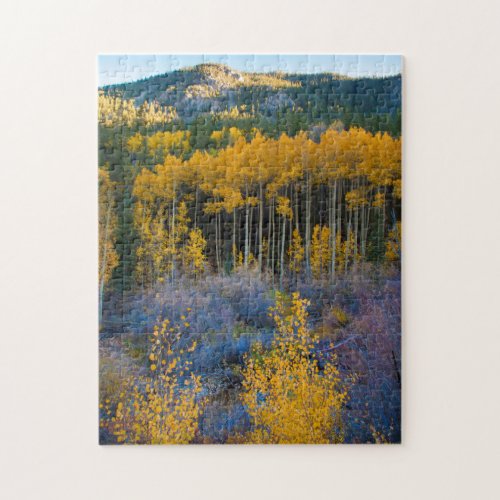 USA Colorado Bright Yellow Aspens in Rockies Jigsaw Puzzle