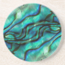 USA, Colorado, Lafayette. Abalone shell montage Sandstone Coaster
