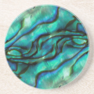 USA, Colorado, Lafayette. Abalone shell montage Sandstone Coaster
