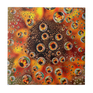 USA, Colorado, Lafayette. Water bubbles on glass 1 Ceramic Tile