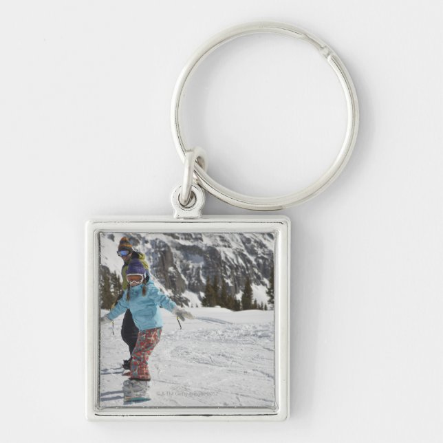 USA, Colorado, Telluride, Father and daughter 2 Keychain (Front)