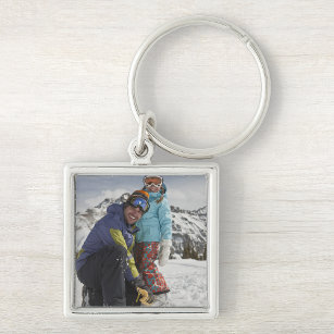 Sublimation Photo Frame Faux Leather Key Chain with Key Ring - 4 Co