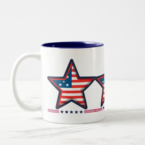 USA Colorful Patriotic Ribbon Two_Tone Coffee Mug