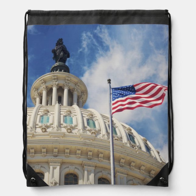 USA, Columbia, Washington DC, Capitol Building Drawstring Bag (Front)