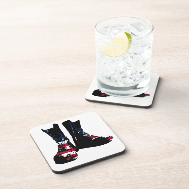 USA Combat Boots Beverage Coaster (Right Side)