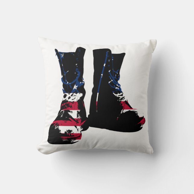 USA Combat Boots Throw Pillow (Front)