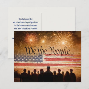USA Constitution With Flag Veterans Day Postcard