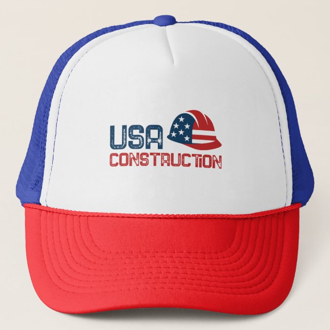 usa constraction design trucker hat (Front)