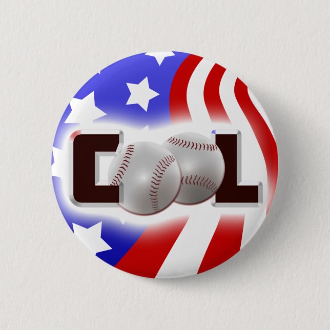 USA Cool Baseball Shine Pinback Button (Front)
