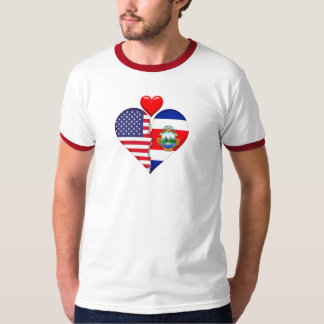 USA Costa Rica Heart flags Hispanic Heritage T-Shirt