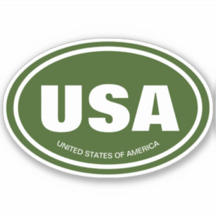 USA country code abbreviation green oval vinyl Sticker