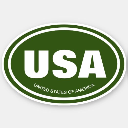USA country code abbreviation green oval vinyl Sticker