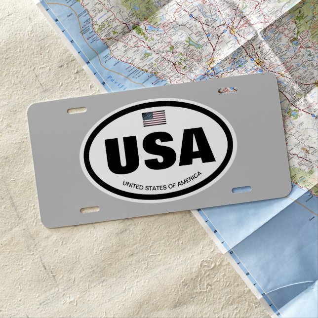 USA country code American flag oval car logo License Plate (In Situ)