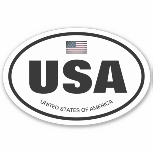 USA country code American flag oval vinyl Sticker