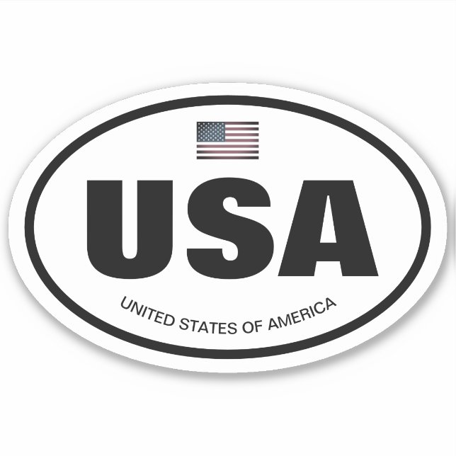 USA country code American flag oval vinyl Sticker (Front)