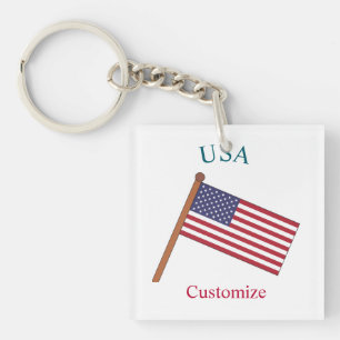 USA Country Flag Thunder_Cove Keychain