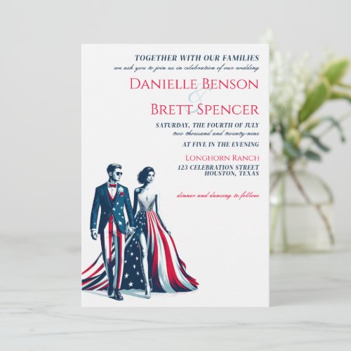 USA Couple Wedding Invitation