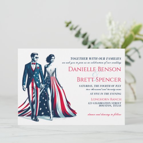 USA Couple Wedding Invitation
