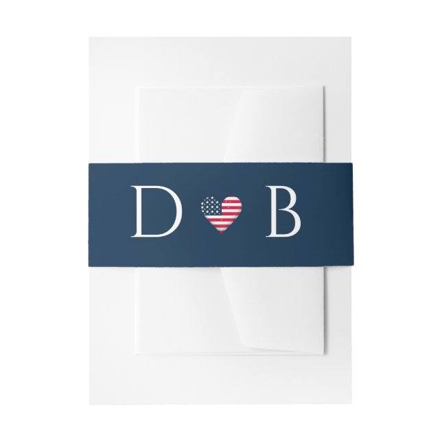 USA Couple Wedding Invitation Belly Band (Front Example)