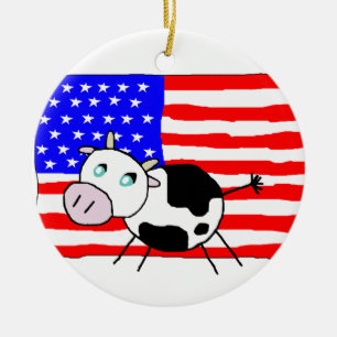 USA Cow Ornament