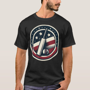 Usa Cricket In American Flag Colors Red White And T-Shirt