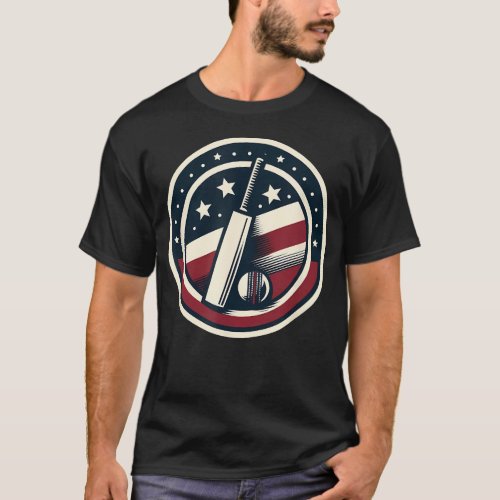 Usa Cricket In American Flag Colors Red White And T-Shirt