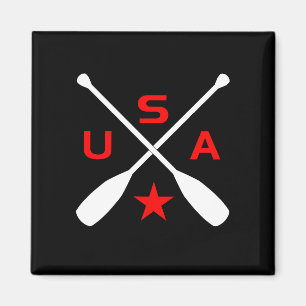 USA Crossed Paddle Oars with Star Dark Color Magnet