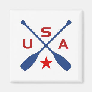 USA Crossed Paddle Oars with Star Light-Color Magnet