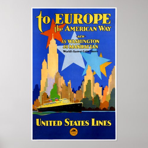 USA Cruise Lines Vintage Poster Restored