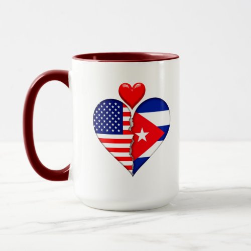 USA Cuba Heart flags Spanish Hispanic Heritage Mug
