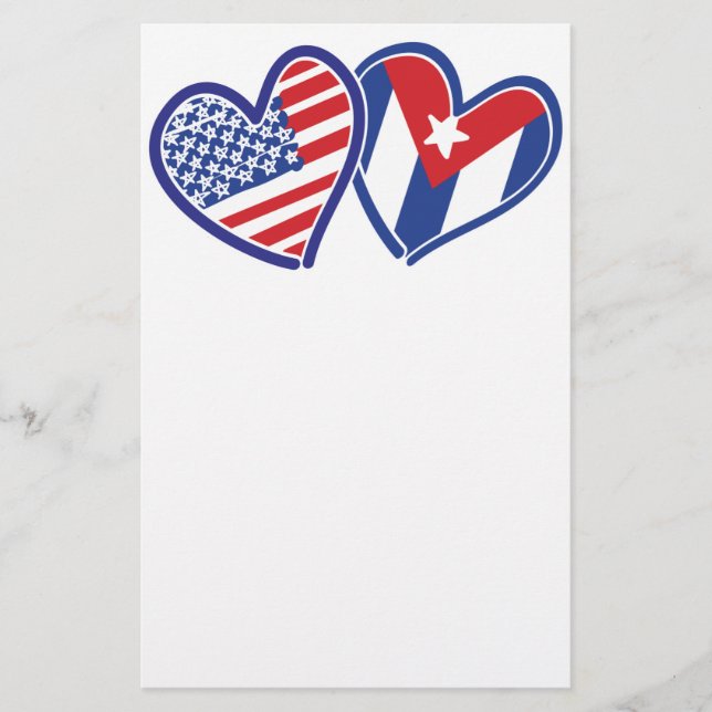 USA Cuba Love Hearts Stationery (Front)