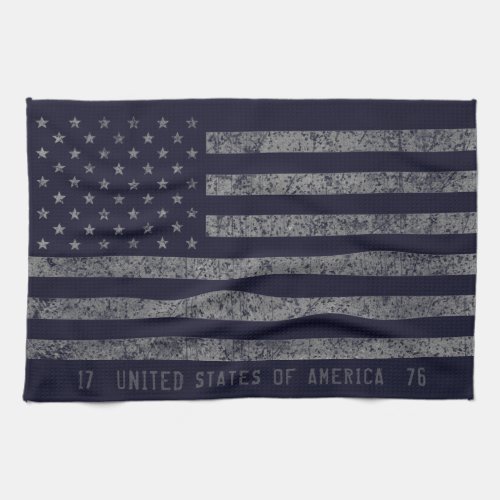 USA Dark Blue Vintage American Flag Kitchen Towel