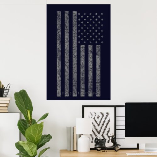 USA Dark Blue Vintage American Flag Poster