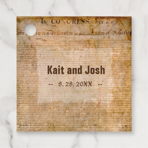 USA Declaration Independence Amazing Parchment Favor Tags