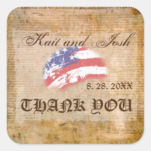 USA Declaration Independence Amazing Parchment Square Sticker