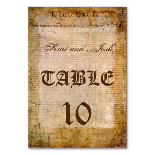 USA Declaration Independence Amazing Parchment Table Number